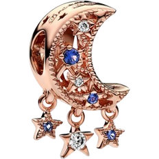 Pandora Star & Crescent Moon Charm - Rose Gold/Blue/Transparent