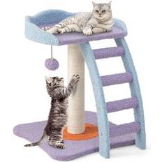 Costway Inch Mohair Plush Cat Tree with Ladder Jingling