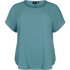 3XL - Kort ærme Bluser Zizzi Short Sleeves Blouse - Green