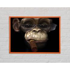 Happy Larry The Chimp Cigar Smoker Orange Bild 29.7x21cm