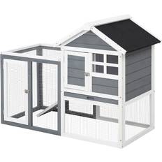 Pawhut 48" Rabbit Hutch Outdoor, Bunny Cage Asphalt