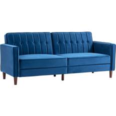 Sofa Beds - Wood Sofas Homcom Convertible Futon Blue Sofa 189cm 3 Seater