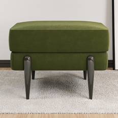 Small Olive Green Velvet Footstool