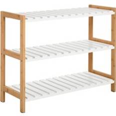 Homcom 3-Tier Wood Frame Slatted Shoe Rack