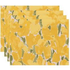 Yellow Place Mats E by Design Tulip Blossom Print 4 Place Mat Yellow