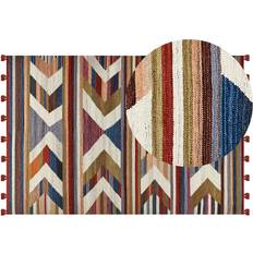 Carpets & Rugs Beliani Wool Kilim Area Red, Blue, Multicolour cm