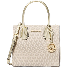 Michael Kors Mercer Medium Signature Logo and Metallic Accordion Crossbody Bag - Pale Gold Multi