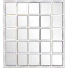 Homeroots Rectangular Whitewash Window Pane Tile Mirror