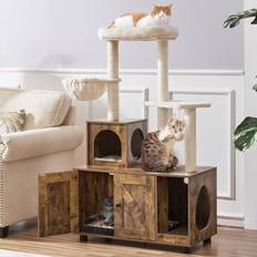 Yaheetech Cat Litter Box Enclosure Cat Tree &