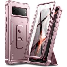 Dexnor Dexnor for Google Pixel 6 Case, [Built in Screen Protector and Kickstand] Heavy Duty Military Grade Protection Shockproof Protective Cover for Google Pixel 6 5G Peony Pink