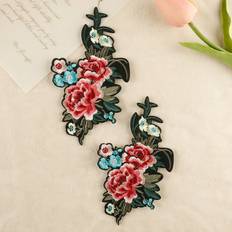 Shein 1set/2pcs Embroidered Rose Design Patch, Clothing & Hat Decorative Accessory Diy Iron-On Type