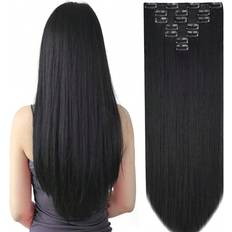 Shein Clip In Hair Extensions 16 Clips 22 Inch 7pcs Set Black Long Straight Hair Extension For Women Synthetic Hair Extensions Hairpieces