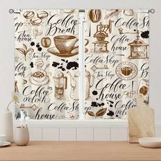 Gardiner & Tillbehör Shein 2pcs Coffee Element Curtains,Without Holes
