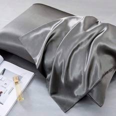 Hemtextil Shein 2PCS Dark Silk Örngott Grå
