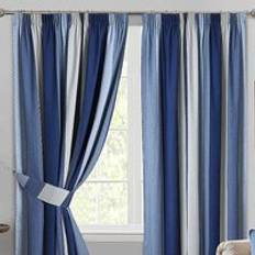 Blue - Rod Pockets Curtains Home Curtains Curtains Seville Stripe Printed Pencil Pleat Lined