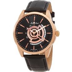 Mathey-Tissot Mondo Leather Strap Black Dial Quartz H711PN Men's Watch