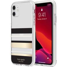 Kate Spade Park Stripe Case for iPhone 11 Defensive Hardshell with Cream Bumper