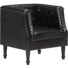 VidaXL Armchairs vidaXL Black Real Leather Armchair