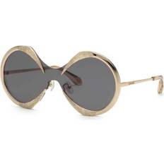 Roberto Cavalli Rose Gold Smoke Sunglasses - Metal Gold/Rose Grey
