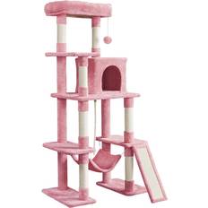 Topeakmart Topeakmart Pink Plush Cat Tree with Hammock Scratching Posts, Wood 33.5 LB
