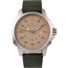 Mens Hughes Leather Band Watch Green