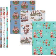 PMS Naughty Elf Christmas Wrapping Paper 3x 4M Rolls Novelty Gift Wrap