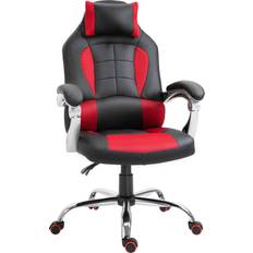 Gaming Chairs Homcom Racing Gamer Chair, High Back Faux Leather Gaming Chair with Headrest and Lumbar Support, Red