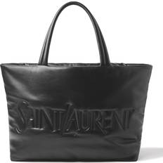 Logo-Debossed Padded Leather Tote Bag Men Black