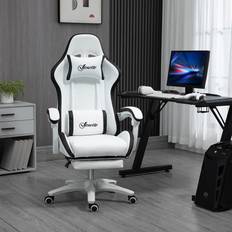 White Black PU Leather Recliner Gaming Chair