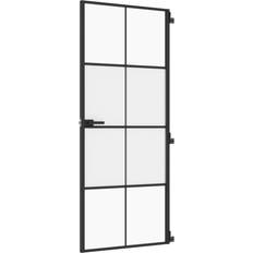 Portes vidaXL Porte Intérieure Mince 83x201.5 cm Noir Verre Clair (100x)