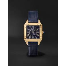 Cartier Santos-Dumont 43.5mm Large 18-Karat Gold and Alligator Watch, Ref. No. CRWGSA0077 Men Blue