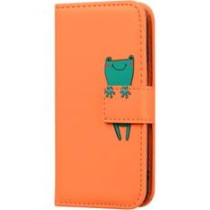 MAULUND iPhone 15 Flip Cover m. Strop Ståfunktion Kortholder Orange Frø