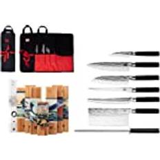 Kotai Nomade 8 stycken: 6 kontorskniv + santoku + gyuto + solnät + brödkniv + chacker + 100 % bomull + slipgevär Knivset