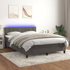 vidaXL Boxspringbett mit Matratze 140x200 cm Dunkelgrau