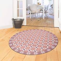 Naranja Alfombras Klebefieber Tapis En Vinyle Rond Mélange De Carreaux Géométriques Cercles Orange Naranja