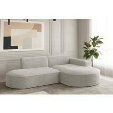 Argent/Chrome - Canapé en U Canapés Designersofa Palma XS Stoff Ascot Pearl Ottomane Rechts Canapé