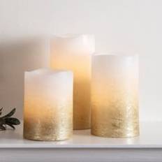 Lights4fun 3 Metallic Gold Ombre Wax Pillar