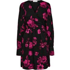 Selected Valetta Floral Wrap Dress - Black