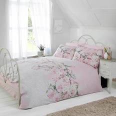 Ideal Textiles Eloise Super Duvet Cover Silver, Pink