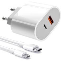 iPhone Laddare med 2 Uttag Snabbladdare 20W USB-C