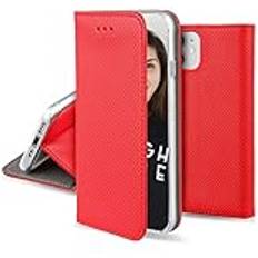 Accessoires de téléphones portables TechSolz Etui Folio Rouge compatible avec SAMSUNG GALAXY A25 5G Fermeture Magnetique Fonction cinéma Stand Rangement cartes inclus