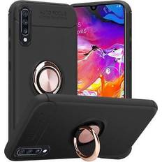 Samsung Galaxy A70 Mobile Phone Covers Cadorabo BLACK ROSE GOLD Case for Samsung Galaxy A70 A70s Cover Protection back case Ring TPU Silicone Black