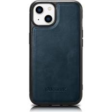 Icarer iPhone 14 Plus MagSafe Compatible Blue WMI14220719-BU Oil Wax with Genuine Leather