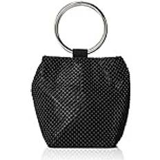 Jessica McClintock Womens Gwen Ball Mesh Ring Wristlet Pouch Clutch, Black