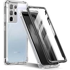 Galaxy s21 ultra Suritch SURITCH Clear Case for Samsung Galaxy S21 Ultra 5G,[Built in Screen Protector][Camera Lens Protection] Full Body Protective Shockproof Bumper Rugged Cover for Galaxy S21 Ultra 6.8 Inch Black