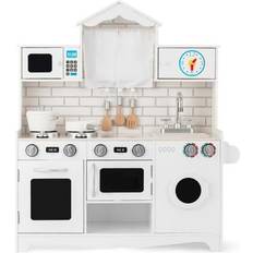 Toys Costway Wooden Kids Kitchen with Washing Machine