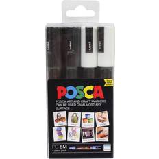 Hobbycraft Uni-ball Black and White Posca Marker Pens PC 5M 4 Pack