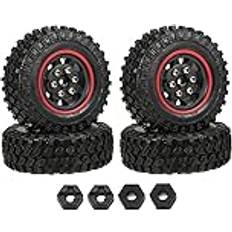 4st Beadlock Mini Crawler Wheel och Däck Set for 1/24 RC Crawler Car Kompatibel med för Axial SCX24 Xiaomi Jimny SG1801 uppgraderingsdelar Color Rood