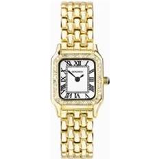 Monica Ladies Gold Alloy Case & Bracelet with Stone Set Bezel & White 40642