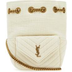 Saint Laurent Bucket Bags Saint Laurent Ivory Fabric Nano Joe Bucket Bag White